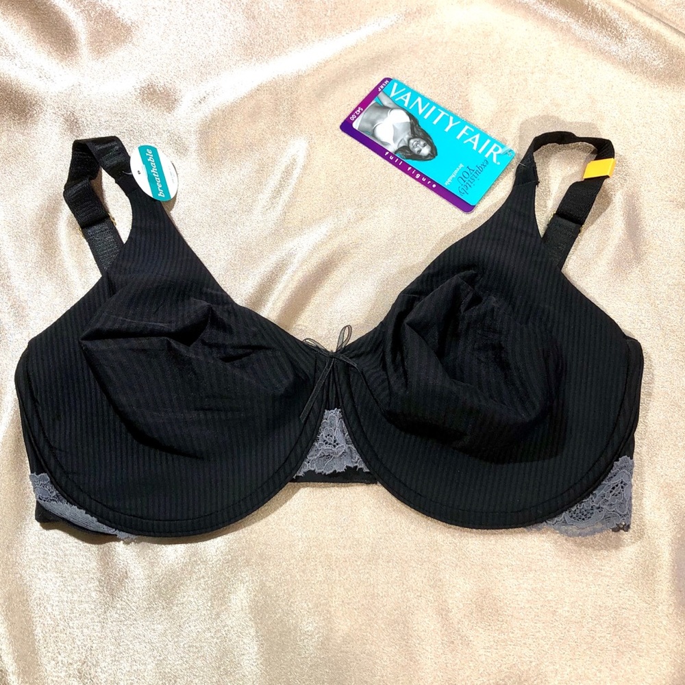 VANITY FAIR black bra 36DD no padding lace